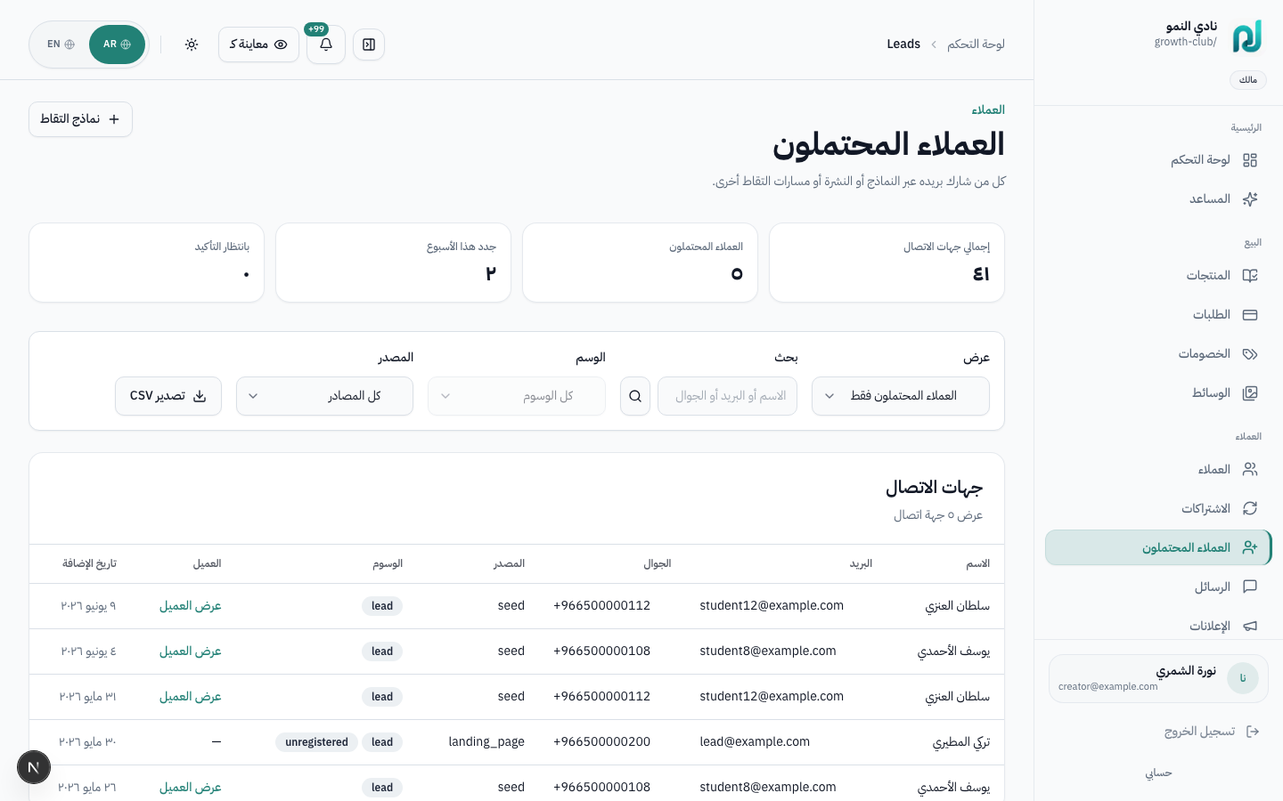 العملاء المحتملون